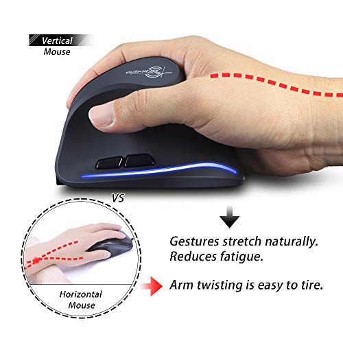 zelotes Maus Kabellos Wiederaufladbar,2400DPI,6 Tasten Vertikale kabellose Maus mit USB-Empfänger,USB Ergonomische Funkmaus,Wireless Mouse für Laptop,PC,Mac Bild 3