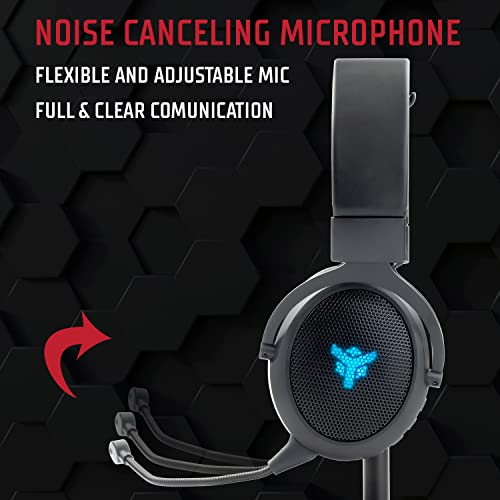 Itek H500W2 Gaming Headset mit Abnehmbarem Mikrofon - 2.4G Wireless Gaming Kopfhörer mit Externer Geräuschunterdrückung LED Beleuchtung Geeignet für PC und Konsole Schwarz Einstellbar Bild 3