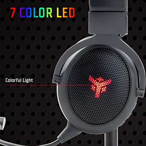 Itek H500W2 Gaming Headset mit Abnehmbarem Mikrofon - 2.4G Wireless Gaming Kopfhörer mit Externer Geräuschunterdrückung LED Beleuchtung Geeignet für PC und Konsole Schwarz Einstellbar Bild 5