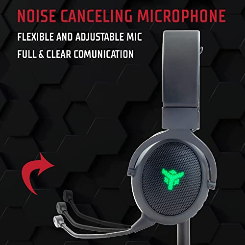 Itek H500WB Gaming Headset Kopfhörer mit abnehmbarem Mikrofon. Bluetooth-Gaming-Headset mit Geräuschunterdrückung und LED-Beleuchtung. Geeignet für PC und Konsolen, schwarz, verstellbar. Bild 3