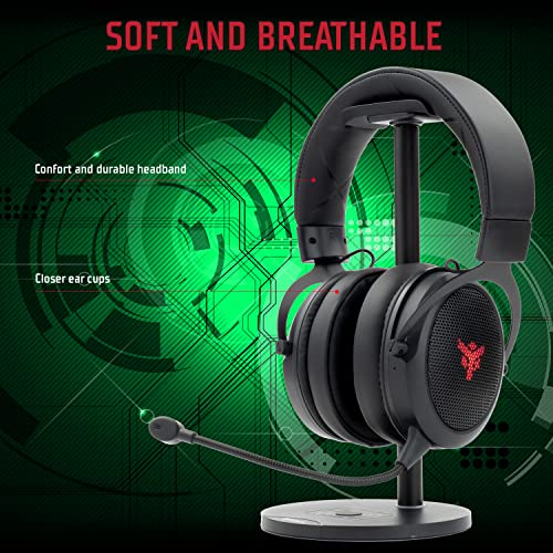 Itek H500WB Gaming Headset Kopfhörer mit abnehmbarem Mikrofon. Bluetooth-Gaming-Headset mit Geräuschunterdrückung und LED-Beleuchtung. Geeignet für PC und Konsolen, schwarz, verstellbar. Bild 4