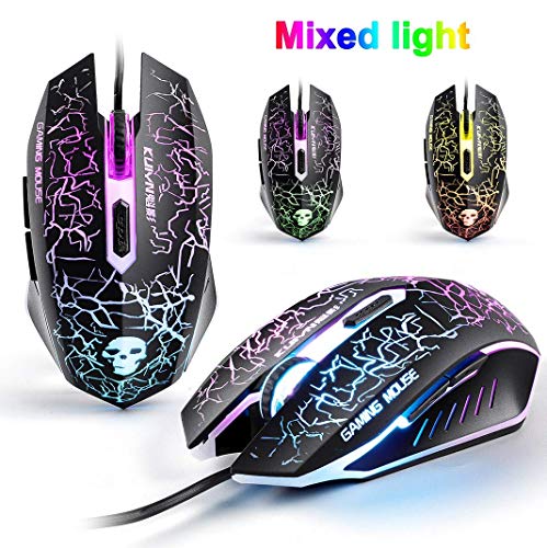 Set aus Tastatur und Maus, UK-Layout, ergonomische Gaming-Tastatur mit Regenbogen-Hintergrundbeleuchtung + 2400 DPI 6 optische Tasten, Gaming-Maus USB, Rainbow LED + kostenloses Mauspad Bild 6