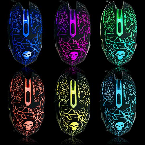 Set aus Tastatur und Maus, UK-Layout, ergonomische Gaming-Tastatur mit Regenbogen-Hintergrundbeleuchtung + 2400 DPI 6 optische Tasten, Gaming-Maus USB, Rainbow LED + kostenloses Mauspad Bild 7