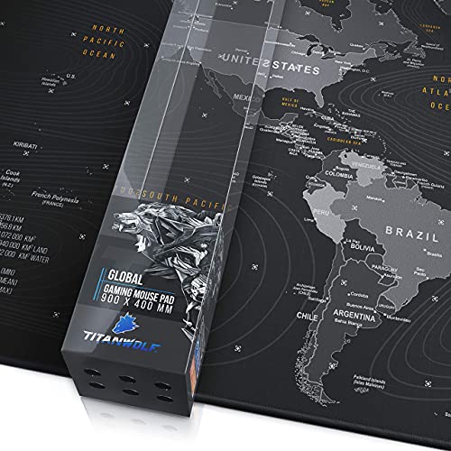 TITANWOLF - XXL Speed Gaming Mauspad Titanwolf Weltkarte 900 x 400mm - XXL Mousepad - Tischunterlage Large Size - verbessert Präzision und Geschwindigkeit Bild 6