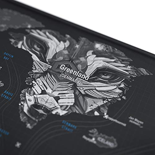 TITANWOLF XXL Speed Gaming Mauspad - 900 x 400mm - XXL Mousepad - Tischunterlage Large Size - verbessert Präzision und Geschwindigkeit - rutschfest - Design Weltkarte Wolfskopf Bild 3