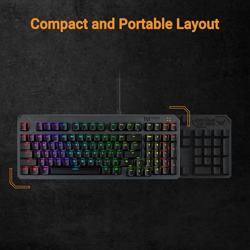 ASUS TUF Gaming K3 Gen II Gaming-Tastatur mit 97 Tasten, opto-mechanische RGB-Switches, Silikondichtung, stoßdämpfender Schaumstoff, wasserdicht IP57, abnehmbare Oberplatte und Aura Sync, AZERTY Bild 2
