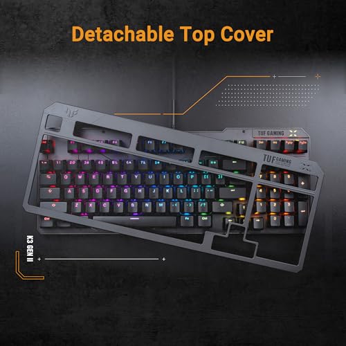 ASUS TUF Gaming K3 Gen II Gaming-Tastatur mit 97 Tasten, opto-mechanische RGB-Switches, Silikondichtung, stoßdämpfender Schaumstoff, wasserdicht IP57, abnehmbare Oberplatte und Aura Sync, AZERTY Bild 6