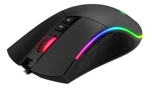 havit Gaming Maus mit Kabel - Computer Maus [mit USB Kabel und LED-Switch-Button] - Gaming Mouse [mit RGB-Beleuchtung] - Modell MS1001 [Schwarz] Bild 1