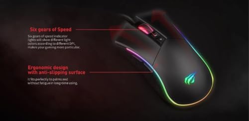 havit Gaming Maus mit Kabel - Computer Maus [mit USB Kabel und LED-Switch-Button] - Gaming Mouse [mit RGB-Beleuchtung] - Modell MS1001 [Schwarz] Bild 2