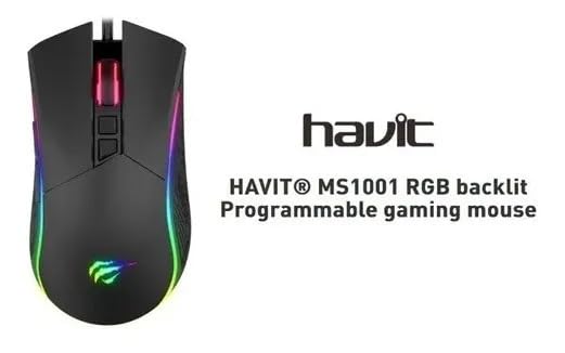 havit Gaming Maus mit Kabel - Computer Maus [mit USB Kabel und LED-Switch-Button] - Gaming Mouse [mit RGB-Beleuchtung] - Modell MS1001 [Schwarz] Bild 4