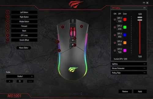 havit Gaming Maus mit Kabel - Computer Maus [mit USB Kabel und LED-Switch-Button] - Gaming Mouse [mit RGB-Beleuchtung] - Modell MS1001 [Schwarz] Bild 5