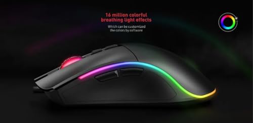 havit Gaming Maus mit Kabel - Computer Maus [mit USB Kabel und LED-Switch-Button] - Gaming Mouse [mit RGB-Beleuchtung] - Modell MS1001 [Schwarz] Bild 7