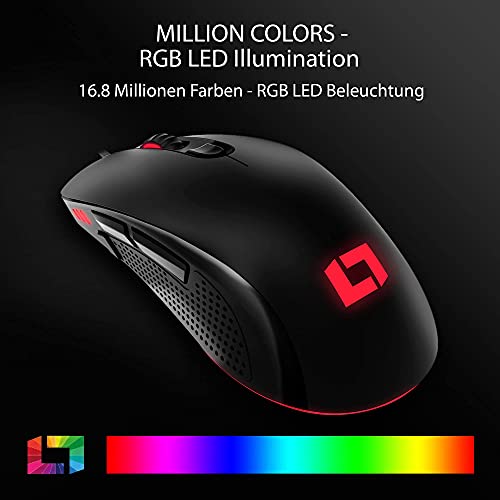 Lioncast ® LM60 Gaming Maus mit Kabel [PROGRAMMIERBARE Tasten] für PC - Beste MMO mit RGB Beleuchtung - USB Schwarz - PC Computer Maus mit Kabel Bild 4