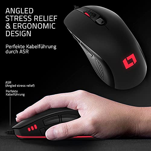 Lioncast ® LM60 Gaming Maus mit Kabel [PROGRAMMIERBARE Tasten] für PC - Beste MMO mit RGB Beleuchtung - USB Schwarz - PC Computer Maus mit Kabel Bild 5