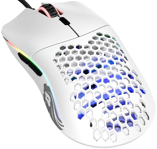 GLORIOUS Gaming Model O Wired Gaming Mouse – superleichtes Wabendesign mit 67 g, RGB-Beleuchtung, Pixart 3360 Sensor, Omron-Schaltern, beidhändig – Mattweiß Bild 1