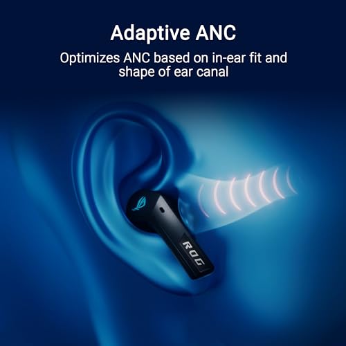 ASUS ROG Cetra True Wireless SpeedNova Black RGB In-Ear Gaming Kopfhörer (ROG SpeedNova Wireless-Technologie, AI-Mikrofon, Geräuschunterdrückung (ANC), 46 Std. Akkulaufzeit, kabelloses Laden, schwarz) Bild 5