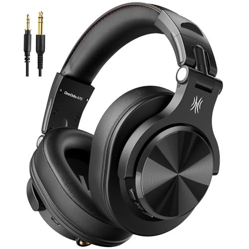 OneOdio Bluetooth Kopfhörer Over Ear, 72 Stdn HiFi Stereo Kopfhörer Kabellos, Wireless Headphones mit 6.35mm & 3.5mm Klinke für Studio DJ Handy PC AMP - Schwarz Bild 1