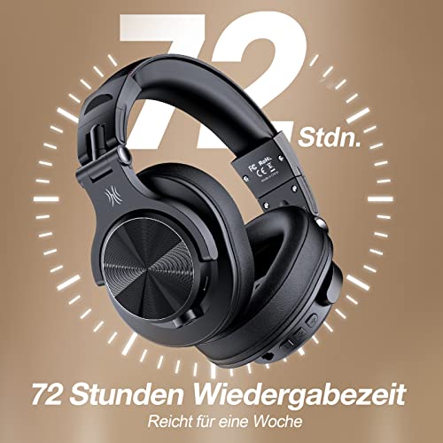 OneOdio Bluetooth Kopfhörer Over Ear, 72 Stdn HiFi Stereo Kopfhörer Kabellos, Wireless Headphones mit 6.35mm & 3.5mm Klinke für Studio DJ Handy PC AMP - Schwarz Bild 3