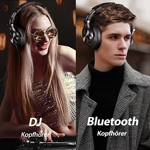 OneOdio Bluetooth Kopfhörer Over Ear, 72 Stdn HiFi Stereo Kopfhörer Kabellos, Wireless Headphones mit 6.35mm & 3.5mm Klinke für Studio DJ Handy PC AMP - Schwarz Bild 6