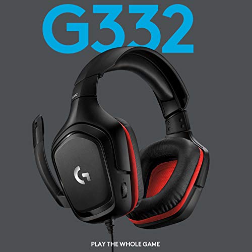 Logitech G332 kabelgebundenes Gaming-Headset, 50mm Treiber, Rotierende Kunstleder-Ohrmuscheln, 3.5mm Klinke, 6mm Mikrofon mit Flip-Stummschalter, PC/Mac/Xbox One/PS4/Nintendo Switch - Schwarz/Rot Bild 2