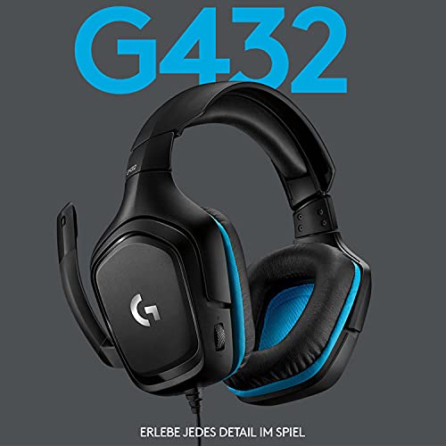 Logitech G432 kabelgebundenes Gaming-Headset, 7.1 Surround Sound, DTS Headphone:X 2.0, Bügelmikrofon mit Flip-Stummschaltung, Ohrpolster mit Kunstleder, PC/Mac/Xbox One/PS4/Nintendo Switch - Schwarz Bild 2