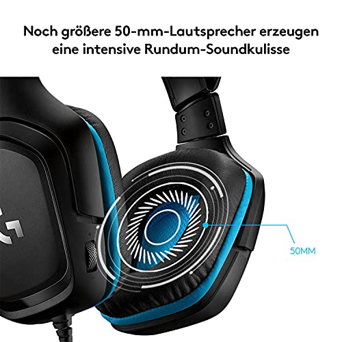 Logitech G432 kabelgebundenes Gaming-Headset, 7.1 Surround Sound, DTS Headphone:X 2.0, Bügelmikrofon mit Flip-Stummschaltung, Ohrpolster mit Kunstleder, PC/Mac/Xbox One/PS4/Nintendo Switch - Schwarz Bild 4