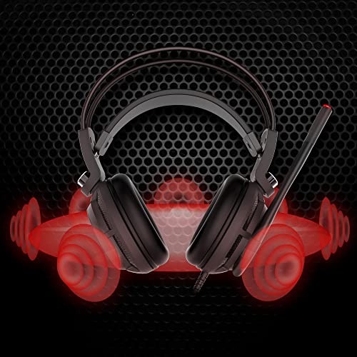 MSI DS502 Gaming Headset - Kopfhörer mit 7.1 Virtual Surround Sound, Vibrationssystem, 40mm Neodym-Teiber, omnidirektionales Mikrofon, Inline-Steuerung, USB 2.0 Anschluss - kabelgebunden, schwarz/rot Bild 6