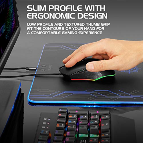 ENHANCE RGB Maus Gaming, Mehrfarbige LED Gaming Maus, 4 DPI Stufen und Geflochtenes Nylonkabel, 6 Programmierbare Tasten, Feuer Tasten Optischer Sensor Wired Gaming Maus für Pro Gamer - Schwarz Bild 4