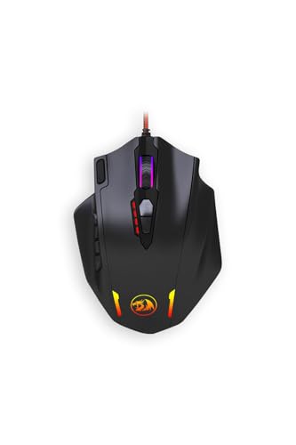 Redragon M908 12400 DPI Impact MMO Gaming-Maus mit 18 programmierbaren Tasten, Gewichtstuning-Kartusche, 12 Seitentasten, schwarz / rot Bild 1