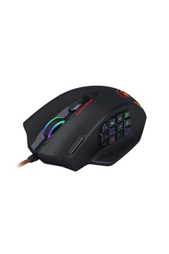 Redragon M908 12400 DPI Impact MMO Gaming-Maus mit 18 programmierbaren Tasten, Gewichtstuning-Kartusche, 12 Seitentasten, schwarz / rot Bild 2