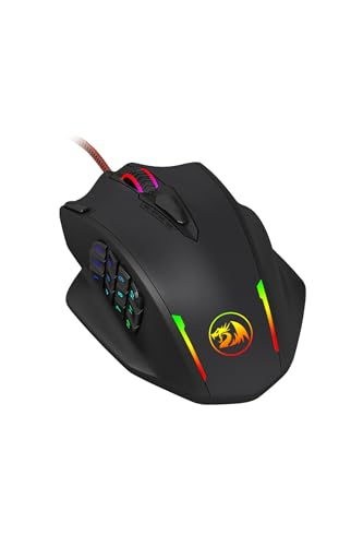 Redragon M908 12400 DPI Impact MMO Gaming-Maus mit 18 programmierbaren Tasten, Gewichtstuning-Kartusche, 12 Seitentasten, schwarz / rot Bild 6