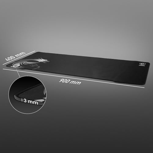 MSI Agility GD70 - XL Gaming Mauspad, Gaming Oberfläche mit Seidentextur, weiche, gesäumte Kanten, rutschfeste Unterlage - 900 x 400 x 3 mm Bild 2
