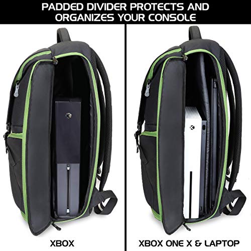 ENHANCE Universal Gaming Rucksack für Konsolen wie Xbox 360, Xbox One, & Laptop Ausreichend Platz für Ihre Controller, Headsets, Spiele, Mäuse, Tastaturen & Zubehör - Esports-Ausrüstung - Grün Bild 3