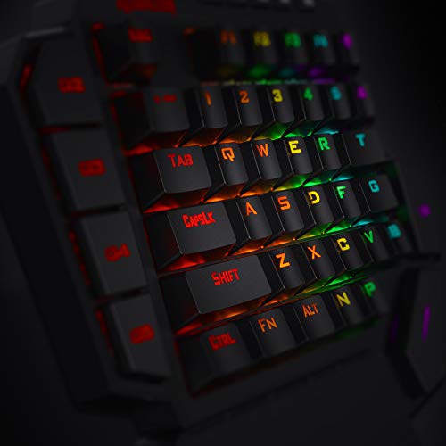 Redragon K585 DITI Einhand RGB Mechanische Gaming-Tastatur, Blaue Schalter, Typ-C Professionelle Gaming-Tastatur mit 7 Integrierten Makrotasten, Abnehmbare Handgelenkstütze, 42 Tasten Bild 6