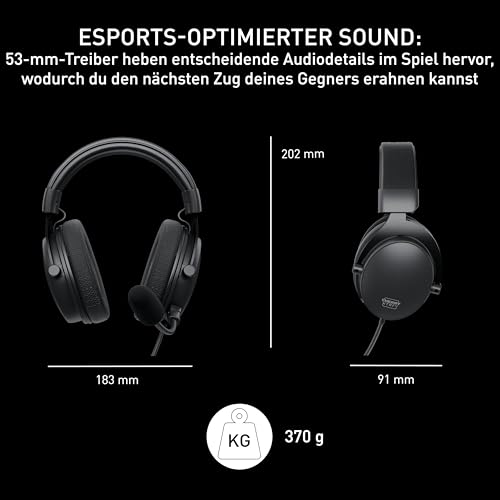 Xtrfy H2, Profi Gaming-Headset, Optimiert für E-Sports, Extra Große Ohrkissen mit Memory-Schaumstoffpolstern, Abnehmbares Mikrofon, Geflochtenes Kabel, Schwarz Bild 2