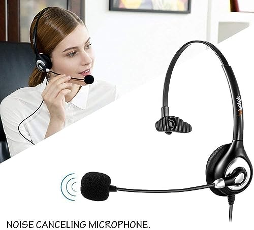 Wantek Einohriges USB Headset mit Mikrofon, Noise Cancelling Büro Headset für PC Laptop, Kabelgebundenes Call Center Headset mit Stummschaltung Plug & Play für Homeoffice Zoom Teams Bild 2