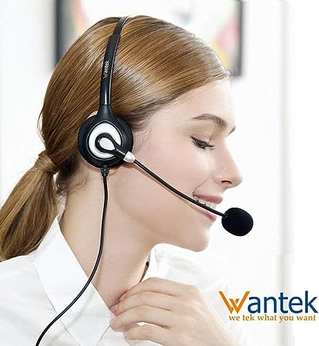 Wantek Einohriges USB Headset mit Mikrofon, Noise Cancelling Büro Headset für PC Laptop, Kabelgebundenes Call Center Headset mit Stummschaltung Plug & Play für Homeoffice Zoom Teams Bild 5