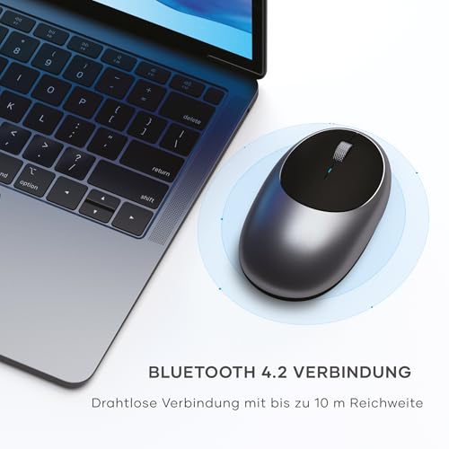 SATECHI M1 Kabellose Bluetooth Computermaus, 1200 DPI Maus, USB-C wiederaufladbarer Akku, kompakt & tragbar für MacBook Air & Pro, Mini, iMac, Windows, ThinkPad, UVM. – Space Grau Bild 2