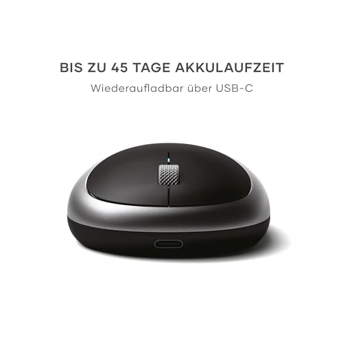 SATECHI M1 Kabellose Bluetooth Computermaus, 1200 DPI Maus, USB-C wiederaufladbarer Akku, kompakt & tragbar für MacBook Air & Pro, Mini, iMac, Windows, ThinkPad, UVM. – Space Grau Bild 4