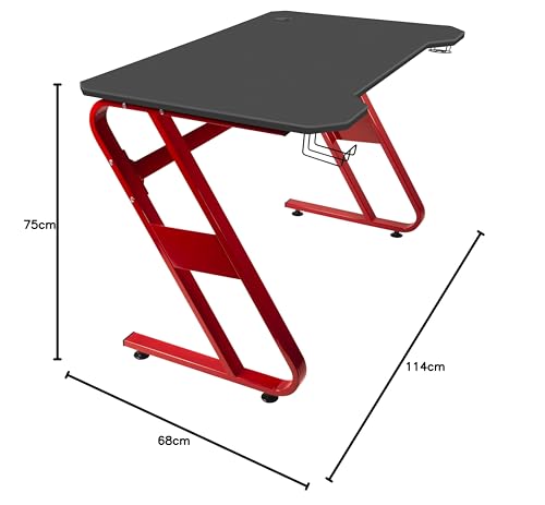 Speedlink SCARIT Gaming Desk - Gaming-optimierter Schreibtisch mit Z-Shape, Kabelmanagement, Headset- und Getränkehalter für zu Hause/Büro, schwarz-rot Bild 3