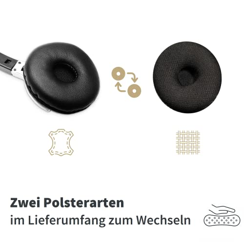 GEQUDIO Headset mit 3,5mm Klinke kompatibel mit FritzFon C6, X6, MacBook, Smartphone, Speedphone, Notebook, PC, Laptop - Kopfhörer & Mikrofon mit Ersatz Polster - leicht 60g (1-Ohr) Bild 4