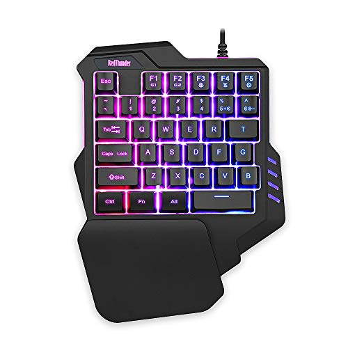 RedThunder Einhand-Gaming-Tastatur mit RGB-Hintergrundbeleuchtung und 35 Tasten Tragbare Mini Ergonomischer Gamecontroller für PC PS4 Xbox Gamer. Bild 1