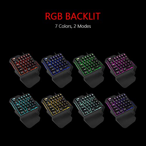 RedThunder Einhand-Gaming-Tastatur mit RGB-Hintergrundbeleuchtung und 35 Tasten Tragbare Mini Ergonomischer Gamecontroller für PC PS4 Xbox Gamer. Bild 2