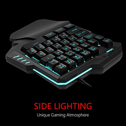 RedThunder Einhand-Gaming-Tastatur mit RGB-Hintergrundbeleuchtung und 35 Tasten Tragbare Mini Ergonomischer Gamecontroller für PC PS4 Xbox Gamer. Bild 3