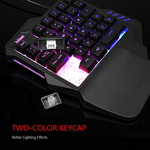 RedThunder Einhand-Gaming-Tastatur mit RGB-Hintergrundbeleuchtung und 35 Tasten Tragbare Mini Ergonomischer Gamecontroller für PC PS4 Xbox Gamer. Bild 6