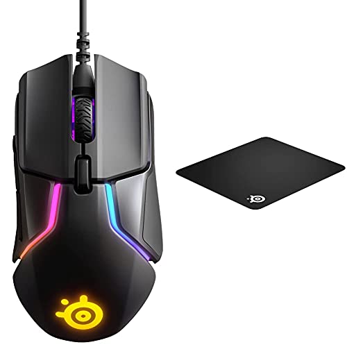 SteelSeries Rival 600 – Gaming-Maus – 12.000 CPI TrueMove3+ Dual Optical Sensor – 0,05 Lift-off-Distanz & QcK+ - Gaming-Mauspad - 450mm x 400mm x 2mm - Stoff - Gummiunterseite - Schwarz Bild 1