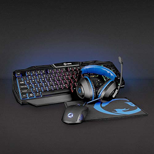 NEDIS Gaming Combo Kit - 4-in-1 - Tastatur, Headset, Maus und Mauspad - Blau/Schwarz - QWERTY - US-Layout Bild 2