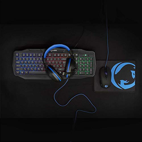 NEDIS Gaming Combo Kit - 4-in-1 - Tastatur, Headset, Maus und Mauspad - Blau/Schwarz - QWERTY - US-Layout Bild 6