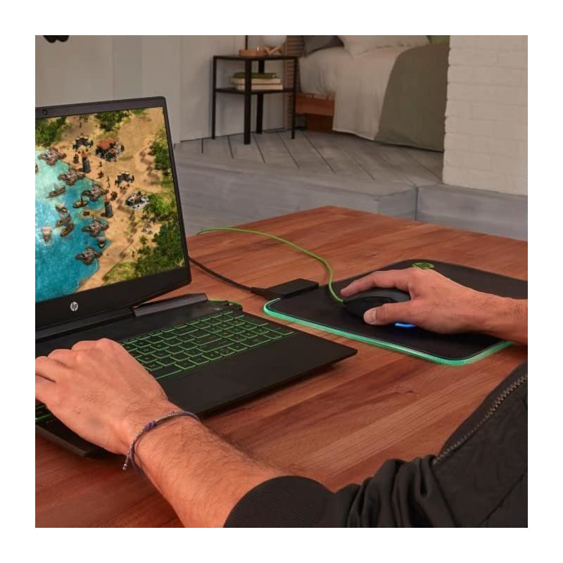 HP Pavilion USB Gaming Maus 200 (RGB-Beleuchtung, bis zu 3.200 dpi, 5 Funktionstasten) schwarz / Grün, 125 x 75 x 40.5 mm Bild 2