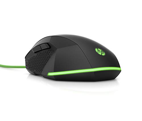 HP Pavilion USB Gaming Maus 200 (RGB-Beleuchtung, bis zu 3.200 dpi, 5 Funktionstasten) schwarz / Grün, 125 x 75 x 40.5 mm Bild 3